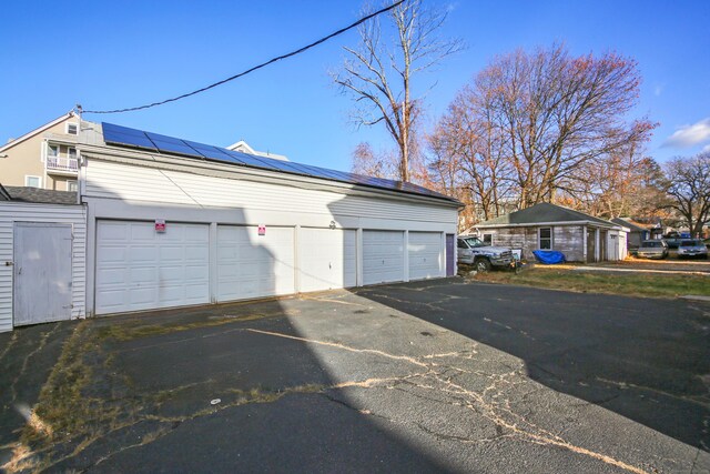 garage with solar panels