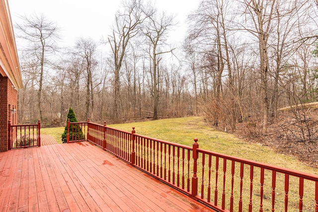 deck featuring a yard