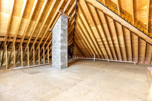 view of unfinished attic