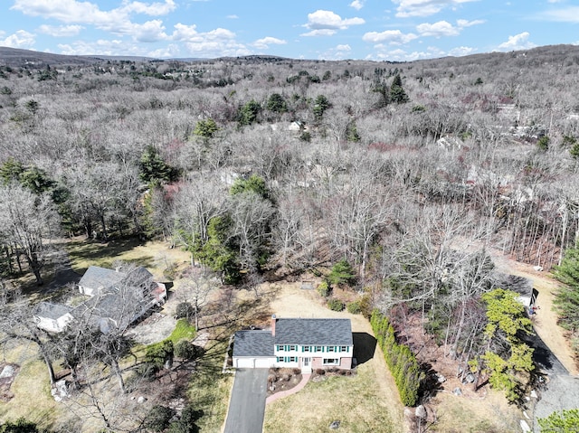 bird's eye view featuring a view of trees