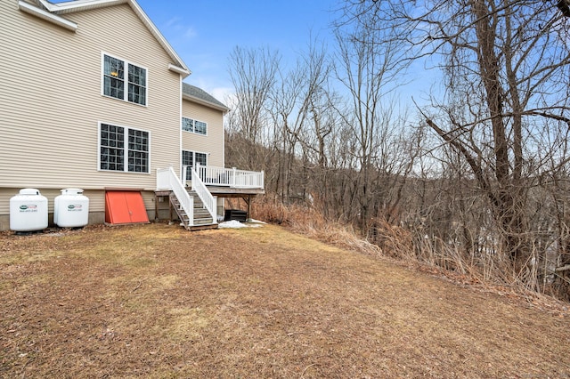 view of yard featuring a deck