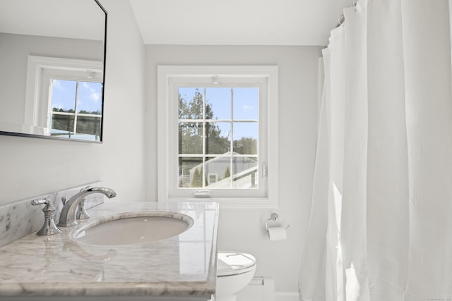 bathroom with toilet and vanity