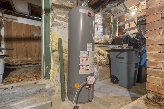 utility room with gas water heater