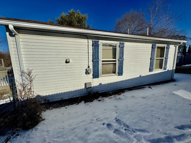 view of snow covered exterior