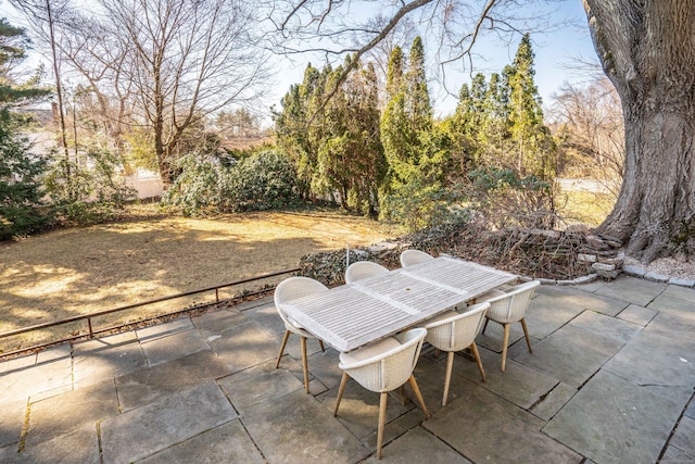 view of patio featuring outdoor dining area