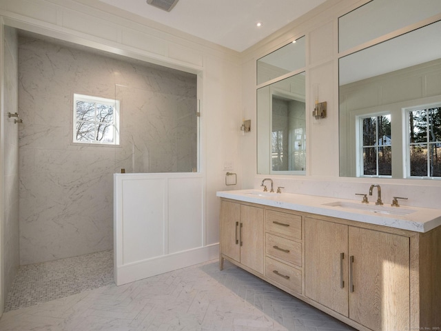 412 Tanner Marsh Rd, Guilford, CT 06437 - bathroom with a marble finish shower and double vanity