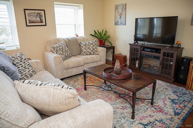 living area featuring wood finished floors and a wealth of natural light