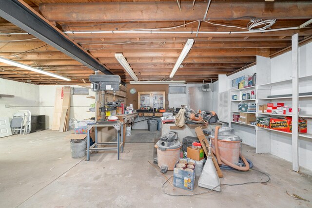 view of unfinished basement