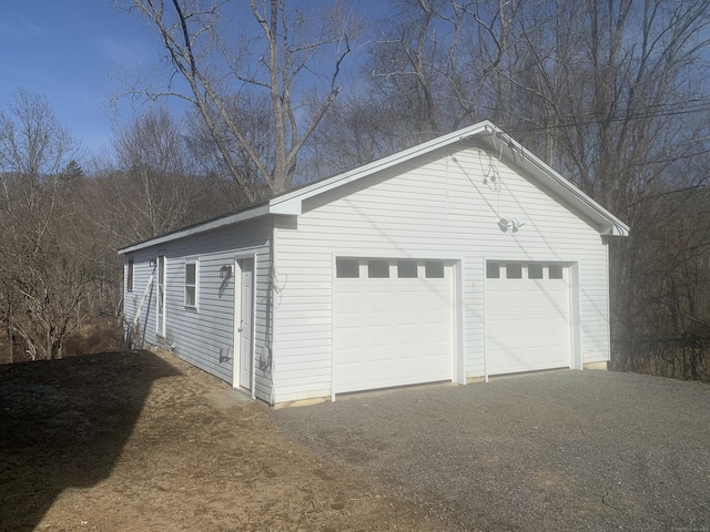 view of detached garage