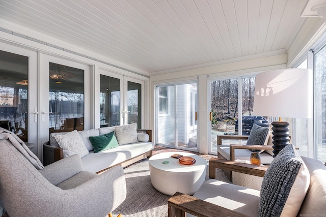 sunroom / solarium with french doors