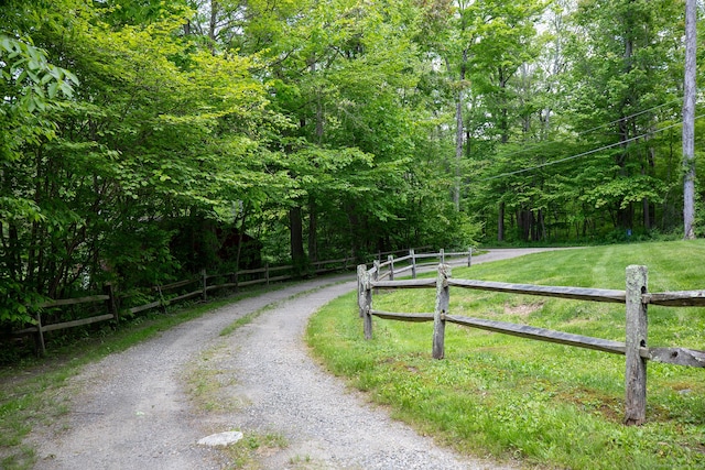 56 Mount Tom Passway Passway, Morris, CT 06763 - view of dirt / gravel road with a wooded view