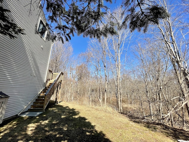 view of yard featuring stairway