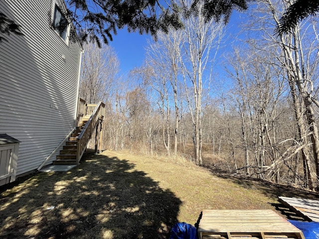 view of yard featuring stairs