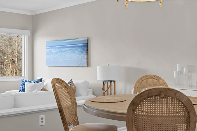 dining room with ornamental molding