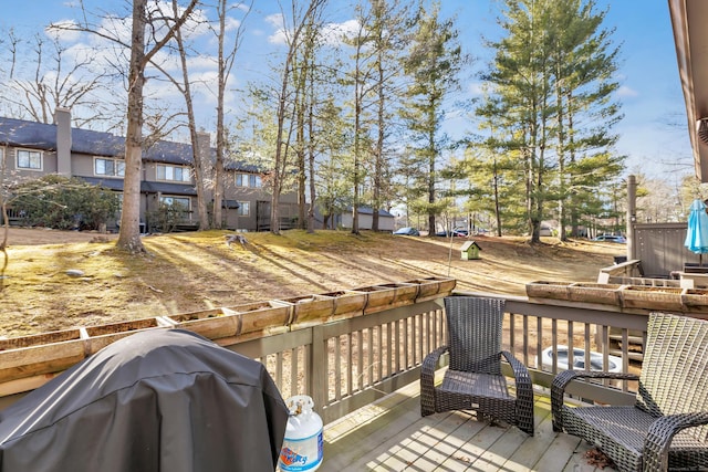 deck featuring grilling area