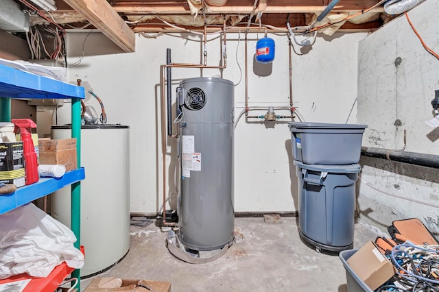 utility room featuring gas water heater and water heater