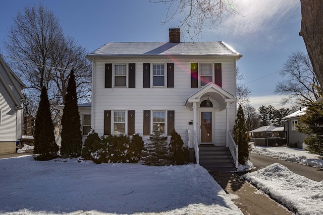 colonial house with a chimney