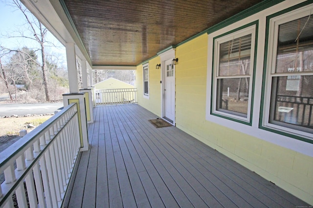 deck with a porch