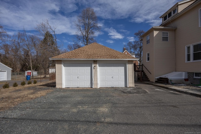 view of detached garage