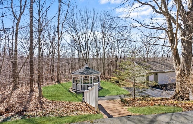 view of yard with a gazebo