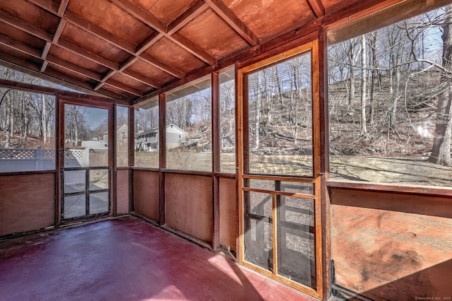 view of unfurnished sunroom