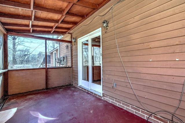 view of unfurnished sunroom