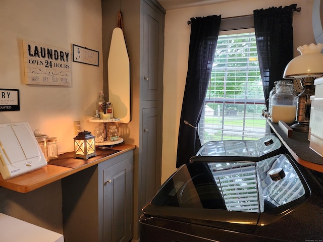 interior space featuring washing machine and clothes dryer