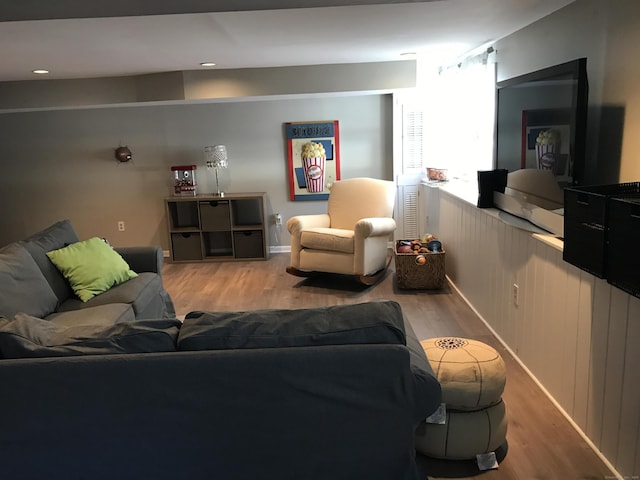 living area featuring wood finished floors