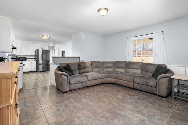 living area featuring a toaster