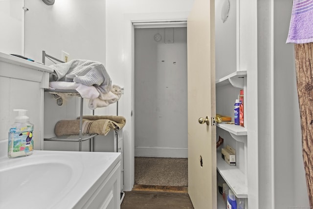 bathroom with wood finished floors