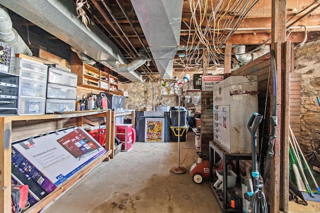 view of unfinished basement