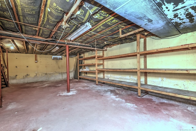 view of unfinished basement