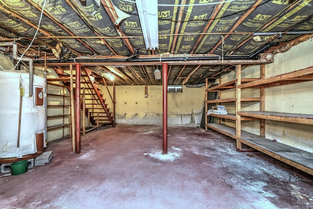 view of unfinished basement