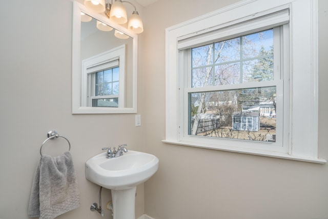 bathroom featuring a wealth of natural light and a sink