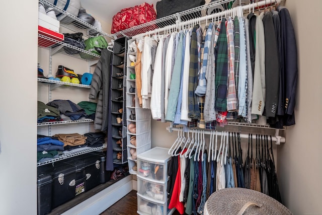 spacious closet with wood finished floors