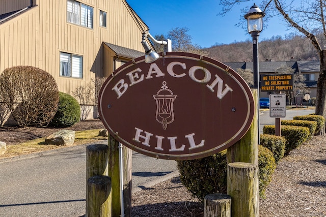 view of community sign