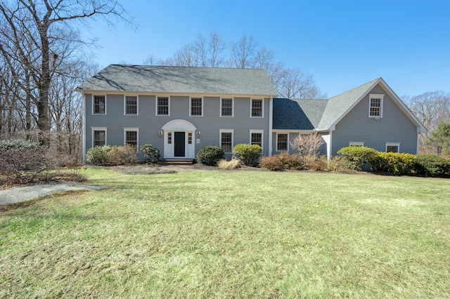 colonial house with a front lawn