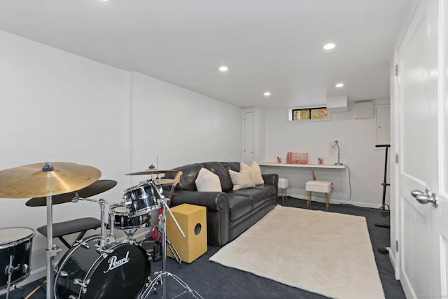 interior space with recessed lighting and baseboards