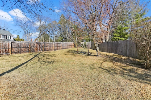 view of yard featuring a fenced backyard