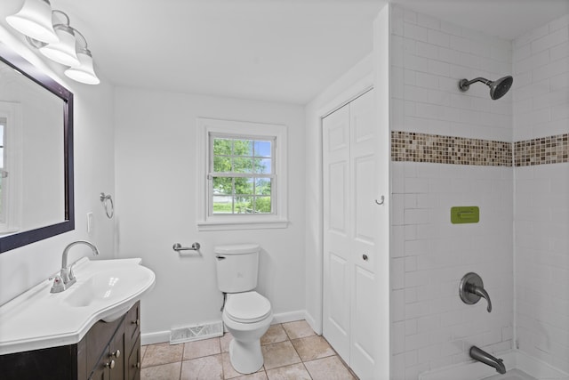 26 Oconnell Rd, East Haddam, CT 06423 - full bathroom with vanity,  shower combination, toilet, baseboards, and tile patterned flooring