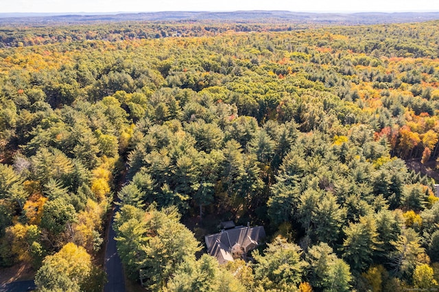 bird's eye view featuring a forest view