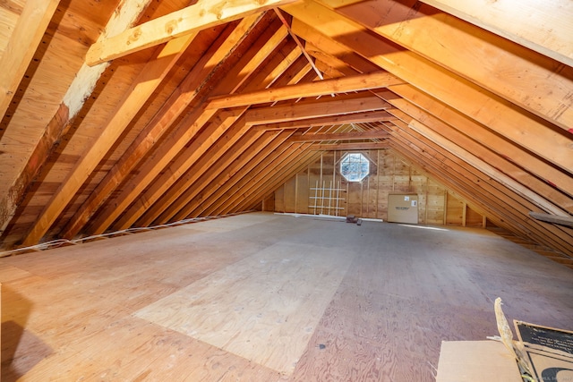 view of unfinished attic