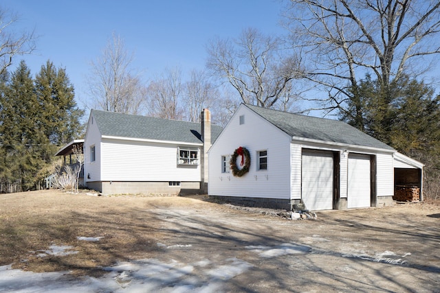 view of detached garage