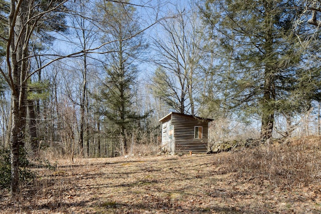 view of yard with a shed and an outdoor structure