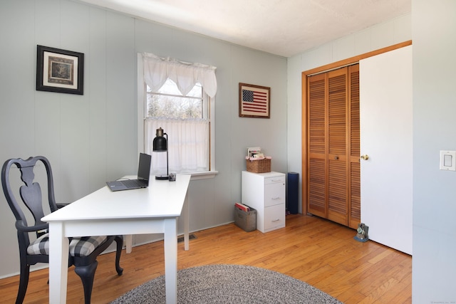 office space featuring wood finished floors