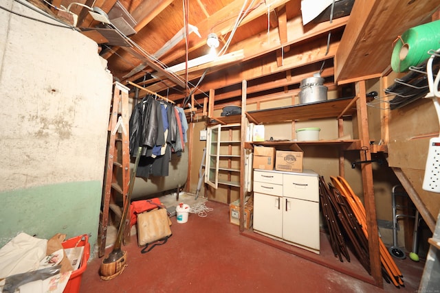 view of unfinished basement