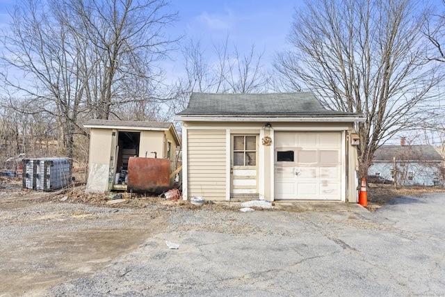 view of detached garage