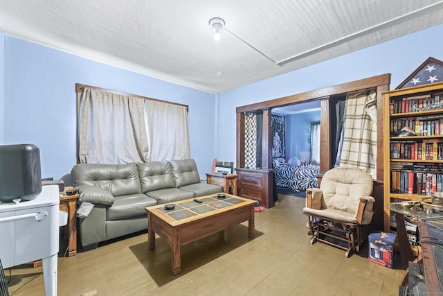 living area with light wood-style flooring