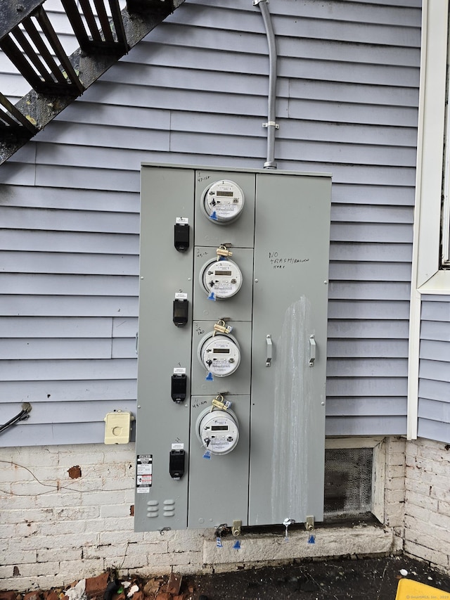 exterior details featuring electric meter