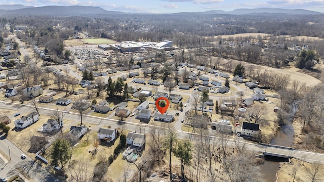 drone / aerial view with a mountain view